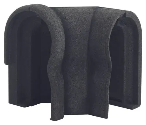 Wärmedämmung aus schwarzem Material mit gebogenen Formteilen. Geeignet für die Installation von Vaillant-Fußbodenheizungsanlagen.